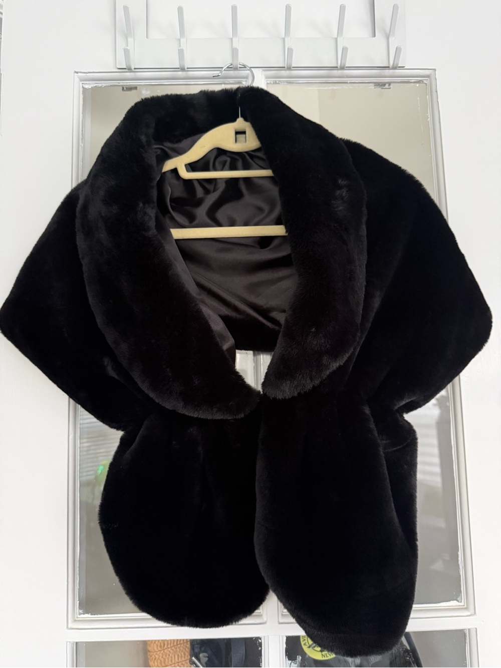Black Faux Fur Shawl Collar Wrap Cape